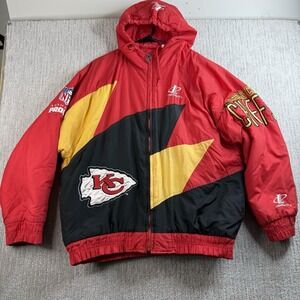 VTG Kansas City Chiefs Sharktooth Puffer Jacket Logo Athletic Men's Size Large